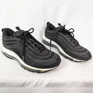 NIKE Air Max 97 Women sz. 9.5 Lifestyle Shoes Sneakers Black White Lace Up LOGO