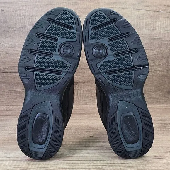 Nike Air Monarch Men's Size 13 D Tripple Black Leather Sneakers (415445-001)