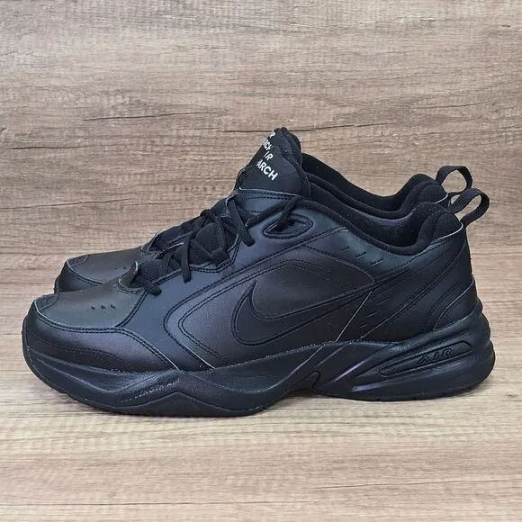 Nike Air Monarch Men's Size 13 D Tripple Black Leather Sneakers (415445-001)