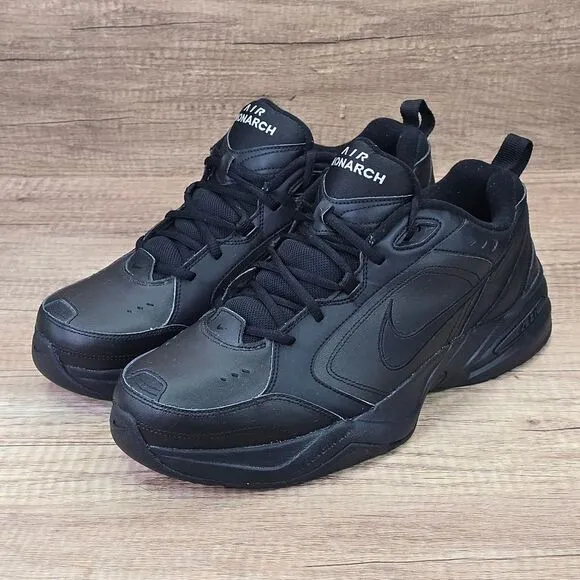 Nike Air Monarch Men's Size 13 D Tripple Black Leather Sneakers (415445-001)