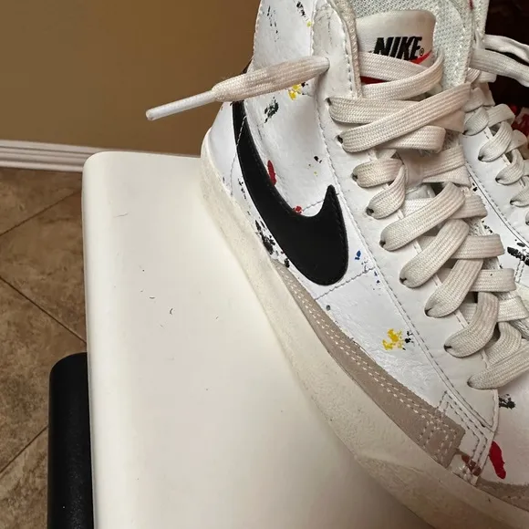 Nike Blazer‎ Mid 77 Paint Splatter Shoes Sneakers DJ2618-100 Sz 4Y