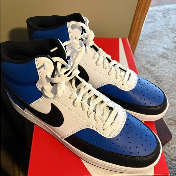 Nike court vision mid men’s sz 13 shoes sneakers new blue black white