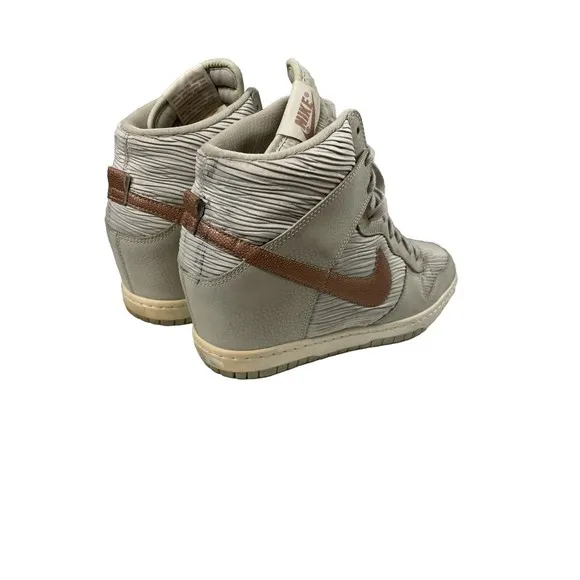 Nike Dunk Sky Hi Hidden Wedge Heel High Light Bone Metallic Bronze Shoes Sz 10