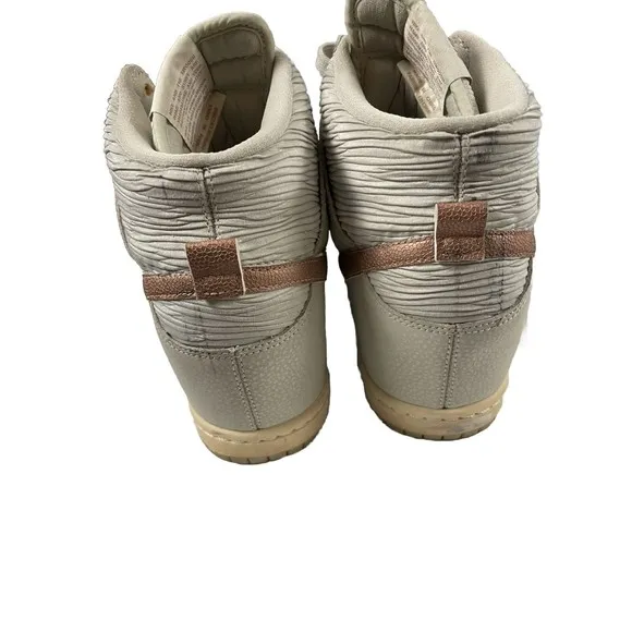 Nike Dunk Sky Hi Hidden Wedge Heel High Light Bone Metallic Bronze Shoes Sz 10