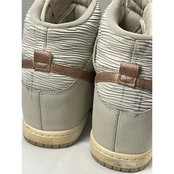 Nike Dunk Sky Hi Hidden Wedge Heel High Light Bone Metallic Bronze Shoes Sz 10