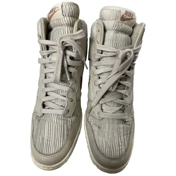 Nike Dunk Sky Hi Hidden Wedge Heel High Light Bone Metallic Bronze Shoes Sz 10
