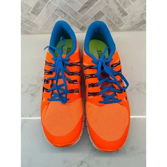 Nike Free 5.0 Running Shoes Sneakers 579959-840 Fluorescent Neon Orange Size 14