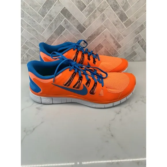 Nike Free 5.0 Running Shoes Sneakers 579959-840 Fluorescent Neon Orange Size 14