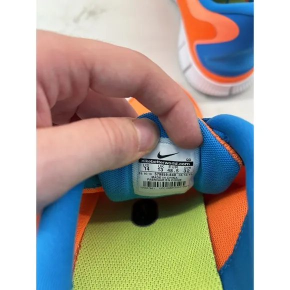 Nike Free 5.0 Running Shoes Sneakers 579959-840 Fluorescent Neon Orange Size 14