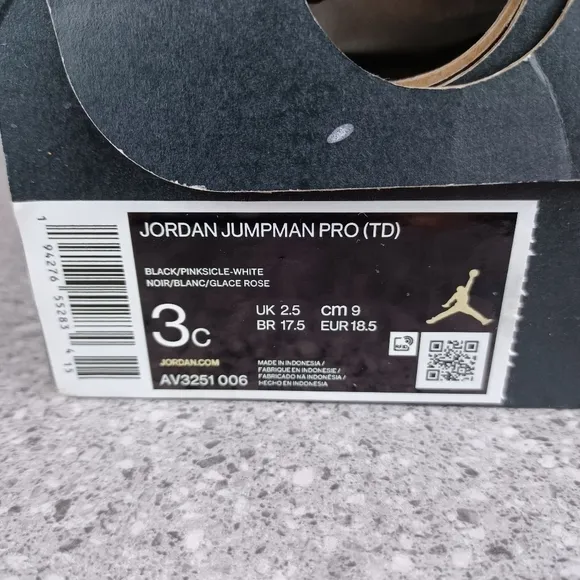 Nike Jordan Jumpman White Black Sneakers Toddlers Size 3C Shoes