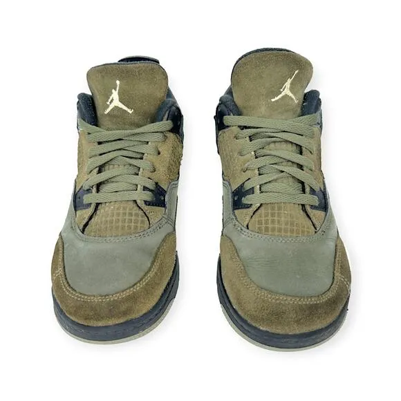 NIKE | Kids 2.5Y | Air Jordan 4 Retro SE Craft Medium Olive Shoes FB9929-200