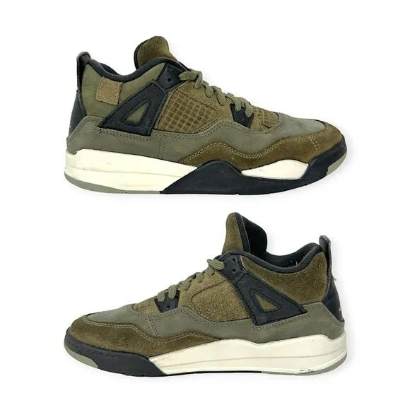NIKE | Kids 2.5Y | Air Jordan 4 Retro SE Craft Medium Olive Shoes FB9929-200