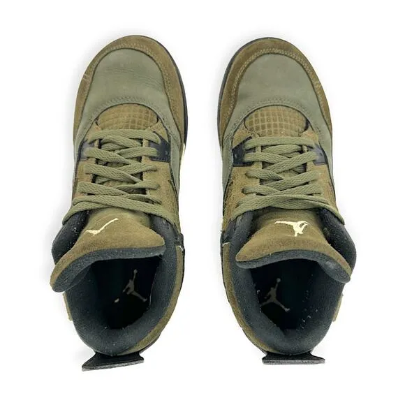 NIKE | Kids 2.5Y | Air Jordan 4 Retro SE Craft Medium Olive Shoes FB9929-200