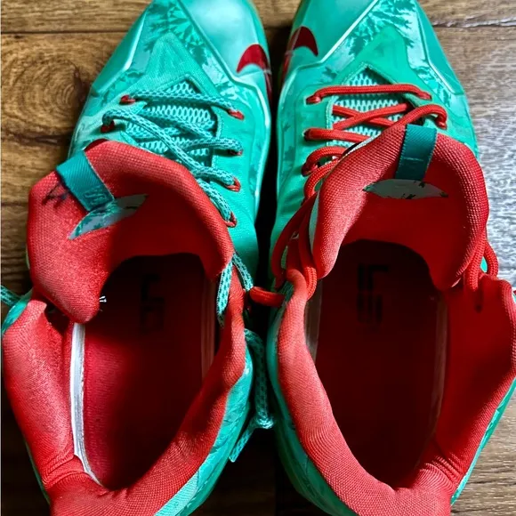 Nike • Lebron 11 • Christmas 2013 • Size 12 Basketball Shoes Sneakers •Green/Red