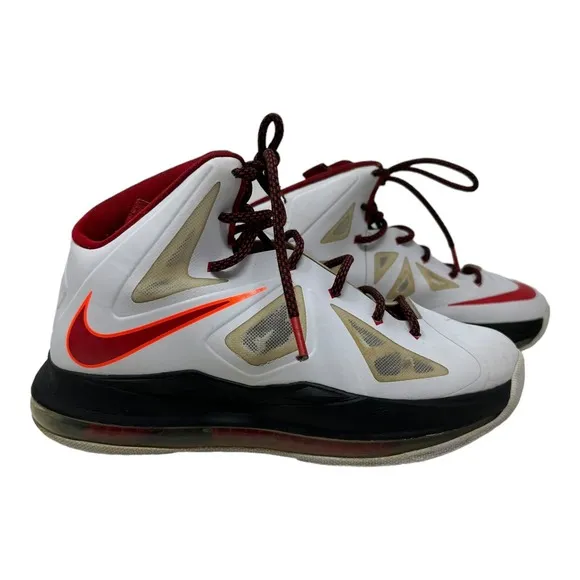 Nike Lebron Elite X 10 543564-100 White Red Orange Basketball Shoes Size 5Y