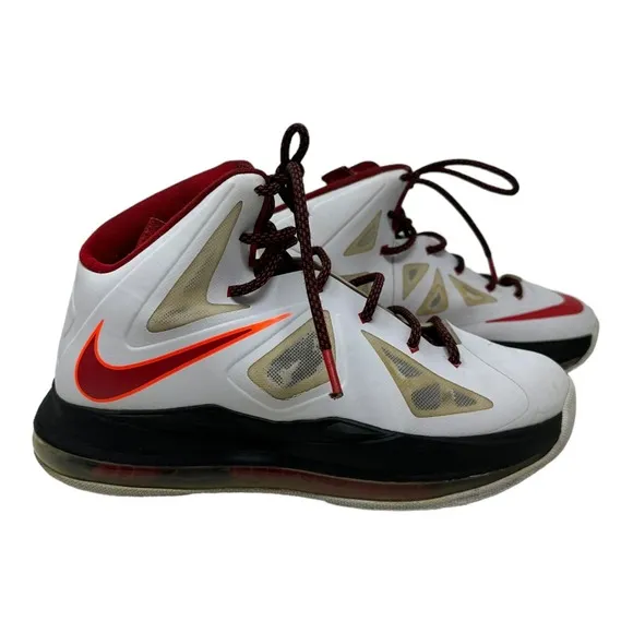 Nike Lebron Elite X 10 543564-100 White Red Orange Basketball Shoes Size 5Y
