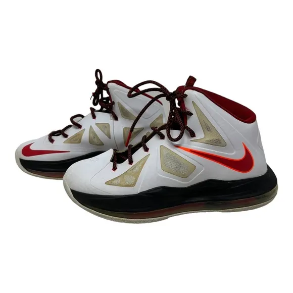 Nike Lebron Elite X 10 543564-100 White Red Orange Basketball Shoes Size 5Y
