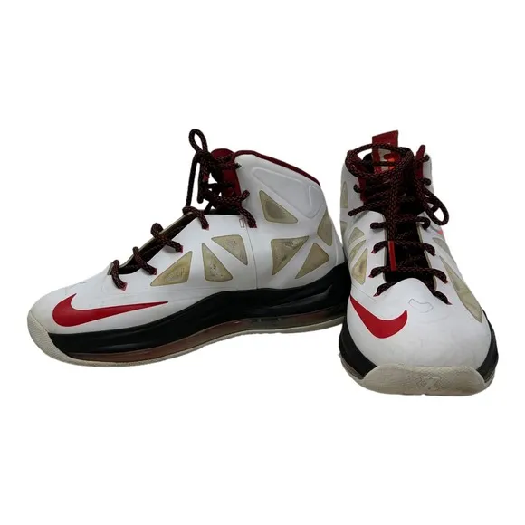 Nike Lebron Elite X 10 543564-100 White Red Orange Basketball Shoes Size 5Y