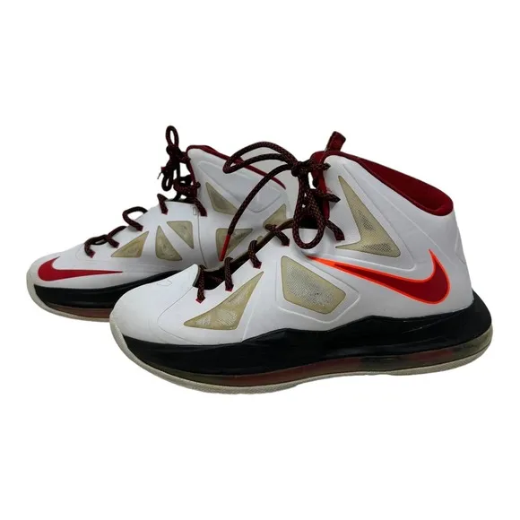 Nike Lebron Elite X 10 543564-100 White Red Orange Basketball Shoes Size 5Y