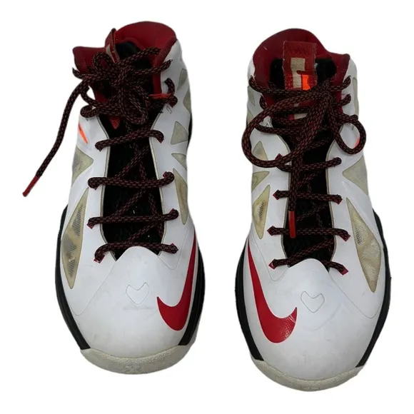Nike Lebron Elite X 10 543564-100 White Red Orange Basketball Shoes Size 5Y