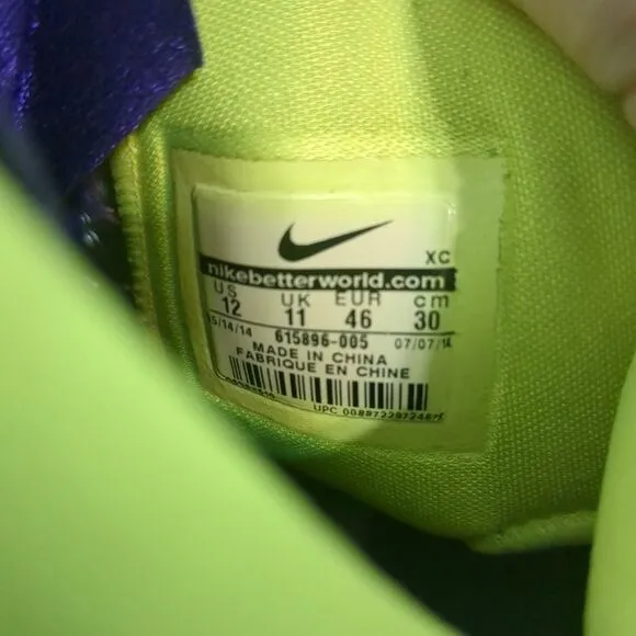 Nike Mens 12 Zoom Hyperfuse 2014 615896-005 Gray Purple sneakers shoes