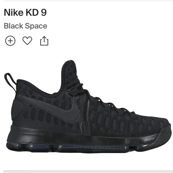 Nike Men’s Black On Black KD9 Tennis Shoes Sz 12 EUC