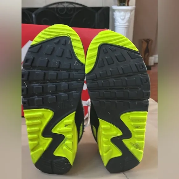 Nike Shoes Nike Air Max 90 Sneakers, White, Black, Neon Lime Green, Yout…