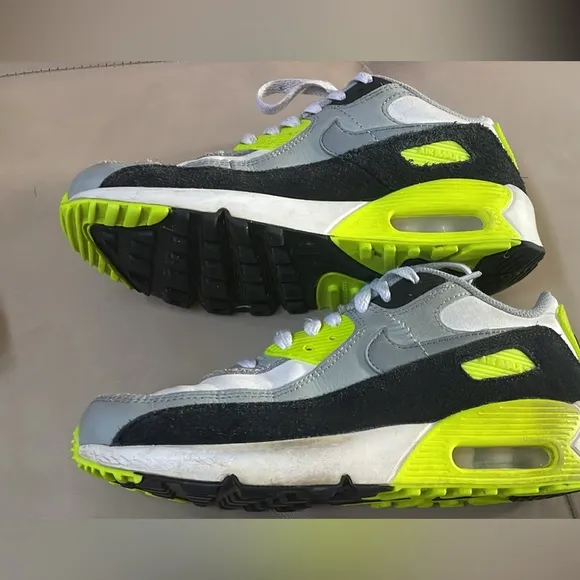 Nike Shoes Nike Air Max 90 Sneakers, White, Black, Neon Lime Green, Yout…