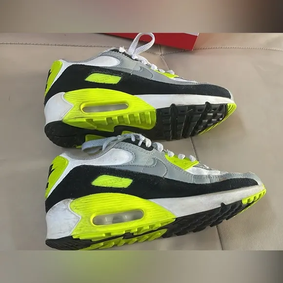 Nike Shoes Nike Air Max 90 Sneakers, White, Black, Neon Lime Green, Yout…