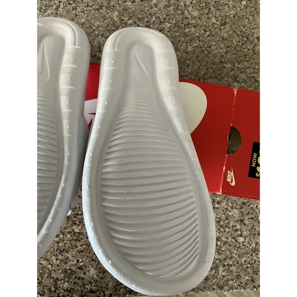Nike Victori One Slide Sandals WHITE BLACK SWOOSH CN9675-100 SZ:14
