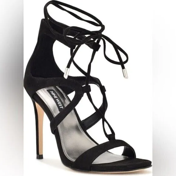 NINE WEST 10M Strappy Stilettos Sandal Ankle Wrap Heeled Dress high heel…shoes