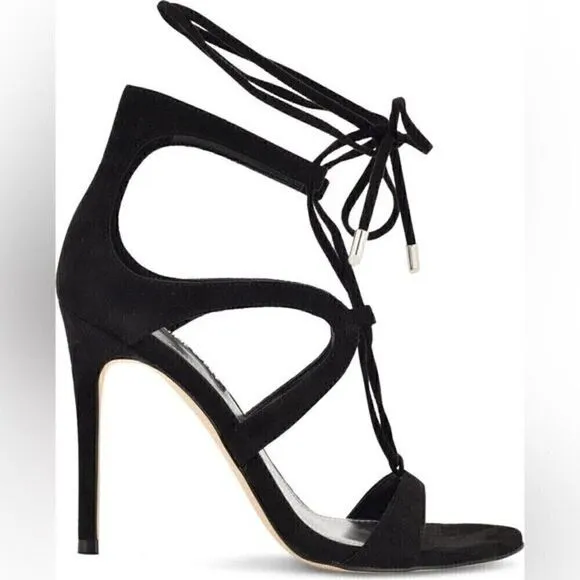 NINE WEST 10M Strappy Stilettos Sandal Ankle Wrap Heeled Dress high heel…shoes