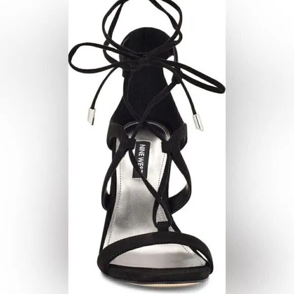 NINE WEST 10M Strappy Stilettos Sandal Ankle Wrap Heeled Dress high heel…shoes