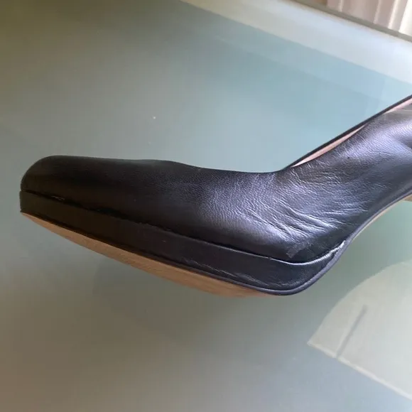 Nine West Black Leather Platform Heels Size 9