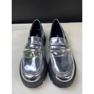 Nine West Women's Silver Chunky Heel Shoes/Loafers Size 7.5 SKU 5986