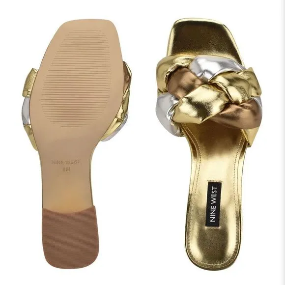 Nine West Gotit Block Heel Slide Sandals
