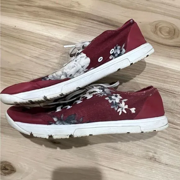 NoBull Red Floral Canvas Sneakers Shoes Women’s 7.5