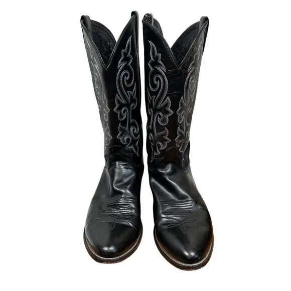 Nocona Boots Size 8 Women Black Leather Pointed Toe Cowgirl Boots Western Boho