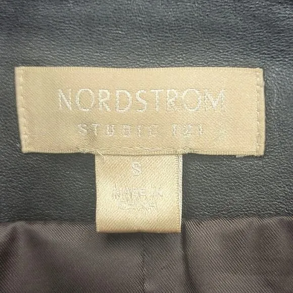 Nordstrom Studio 121 Brown Suede Leather Zip Front Long Sleeve Jacket Size S