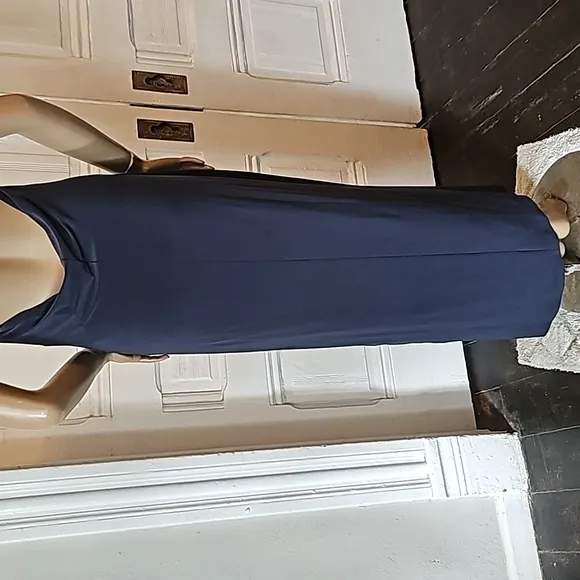 Norma Kamali Womens M 38 Halter Turtle Side Slit Gown Slip Dress Pewter Gray