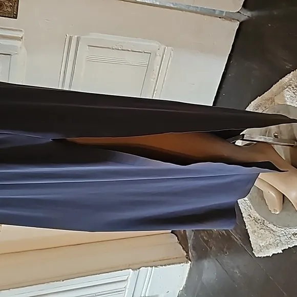 Norma Kamali Womens M 38 Halter Turtle Side Slit Gown Slip Dress Pewter Gray