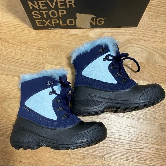North Face Shellista Extreme Winter Boots NEW Sz 3 Youth Black Blue Snow