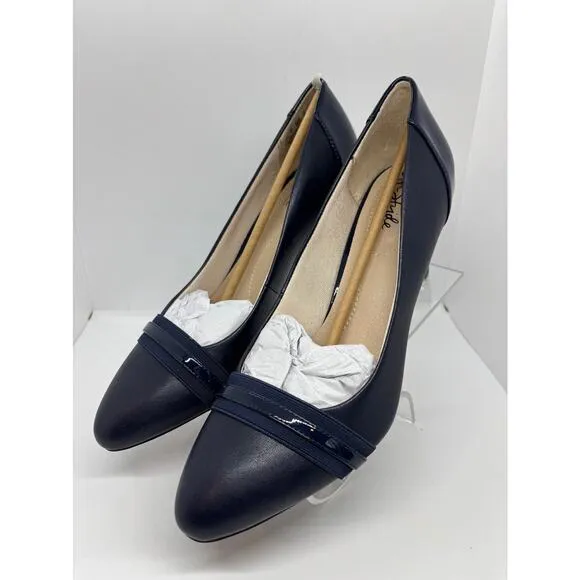 NWB Life Stride Soft System Gio Pump Shoes LUX Navy 9.5 M Flex Sole 2.75&quot; Heel