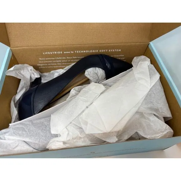 NWB Life Stride Soft System Gio Pump Shoes LUX Navy 9.5 M Flex Sole 2.75&quot; Heel