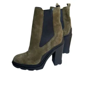 NWOB Marc Fisher Green &amp; Black LTD Ramio High Heel Ankle Boots Size 7.5M