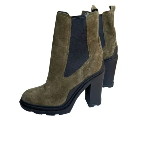 NWOB Marc Fisher Green &amp; Black LTD Ramio High Heel Ankle Boots Size 7.5M