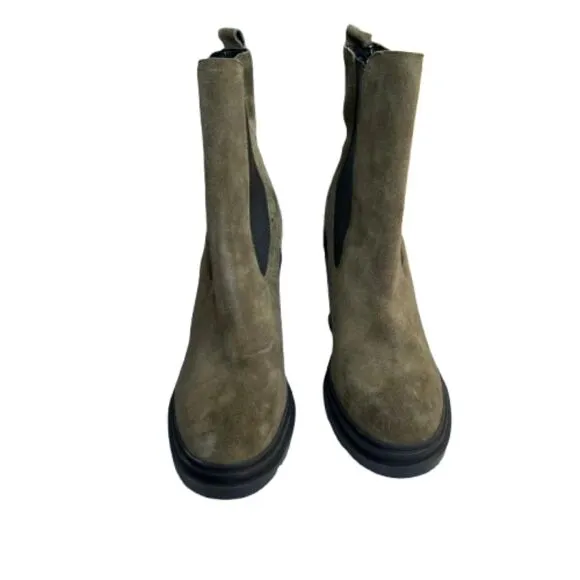 NWOB Marc Fisher Green &amp; Black LTD Ramio High Heel Ankle Boots Size 7.5M