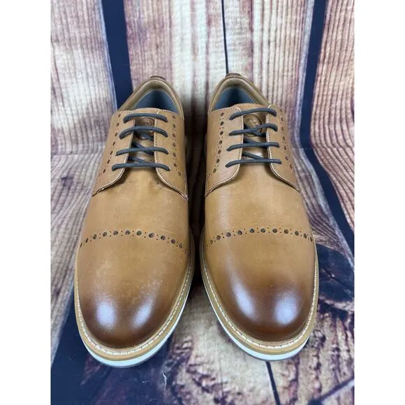 NWOB Thomas &amp; Vine Men's 13 Fremont Brown Oxford Cap Toe Dress Shoes Brogue Foam