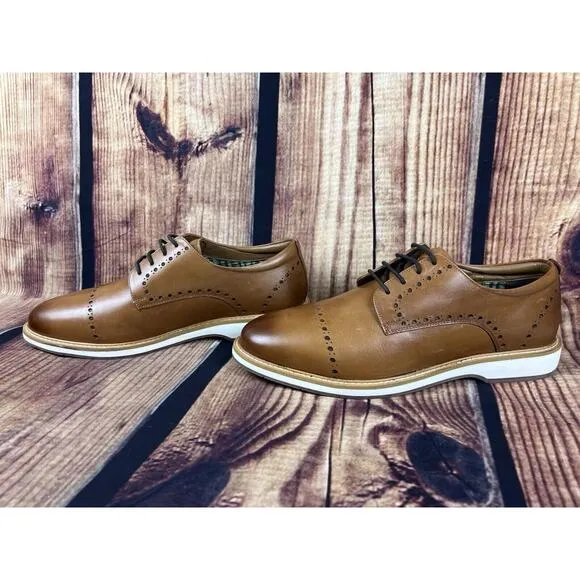 NWOB Thomas &amp; Vine Men's 13 Fremont Brown Oxford Cap Toe Dress Shoes Brogue Foam
