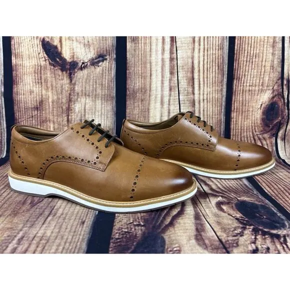 NWOB Thomas &amp; Vine Men's 13 Fremont Brown Oxford Cap Toe Dress Shoes Brogue Foam